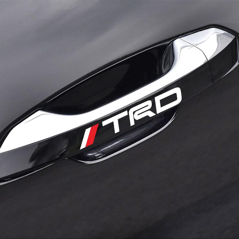4Pcs Car Door Handle Stickers Tire Rear View Mirror Decals Emblem for Toyota Gr Trd Yaris Hilux Corolla Prius Avensis Emblem Auris Rav4