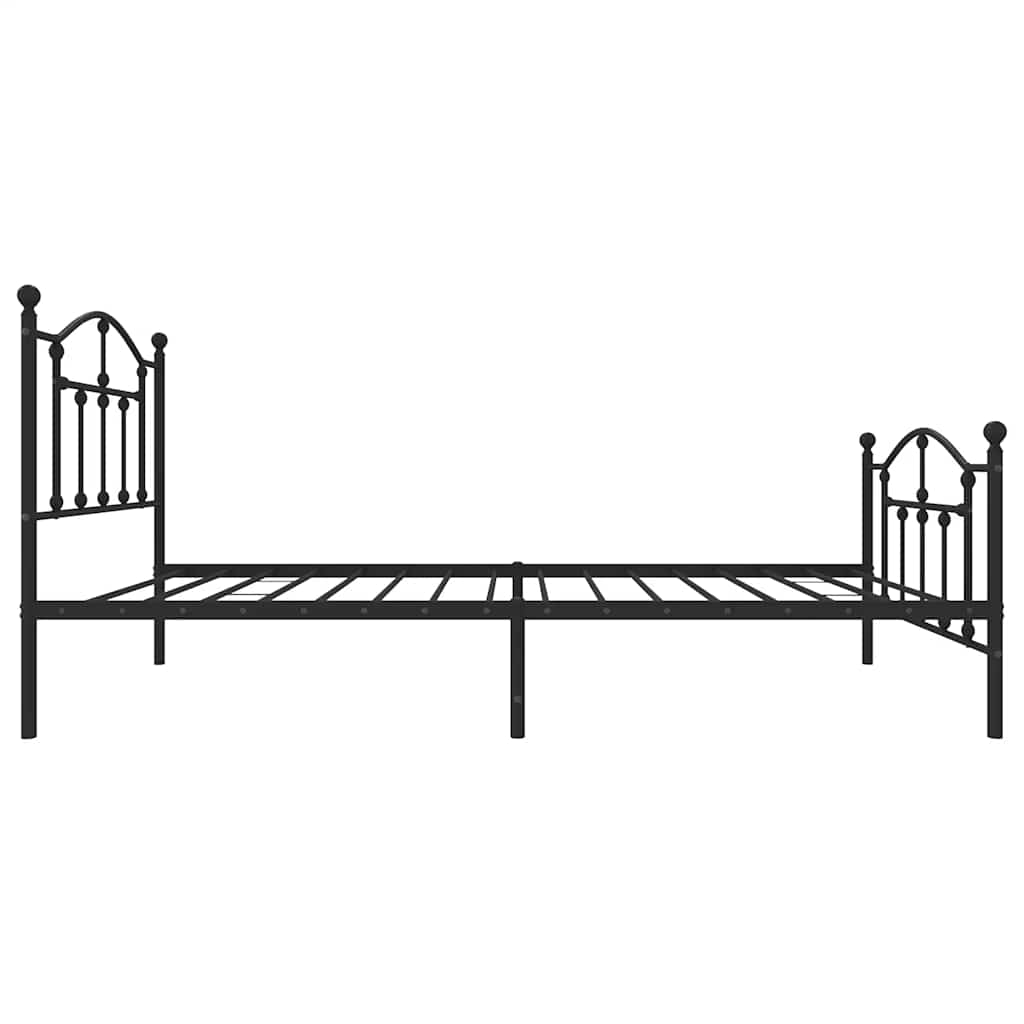 Metal Bed Frame with Headboard and Footboard Black 90 X 200 Cm