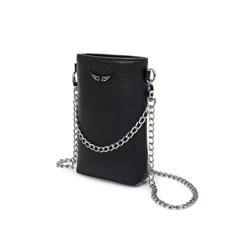 Shoulder Crossbody Simple Bag With Chain And Wing Rhinestone Decor For Daily