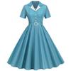 QICED Women's Fashion Summer Spring Solid Color Print V-Neck Short Sleeve Casual Dresses