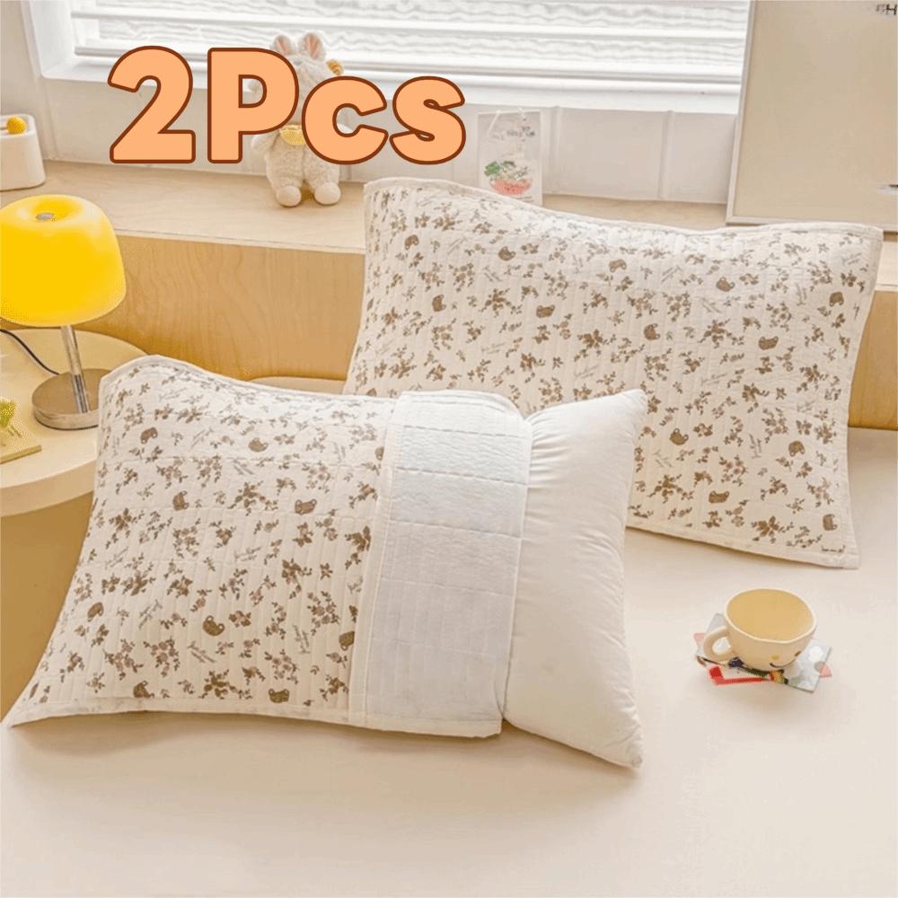 Quilted Pillow Cover Cartoon Printing Cushion Cover Cute Cotton Pillowcase  Bed Room