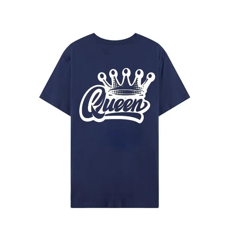 King Queen Crown Print Couple TShirts Harajuku Style Womens Comfortable Tees Summer Tops for Unisex and Women Tshirts