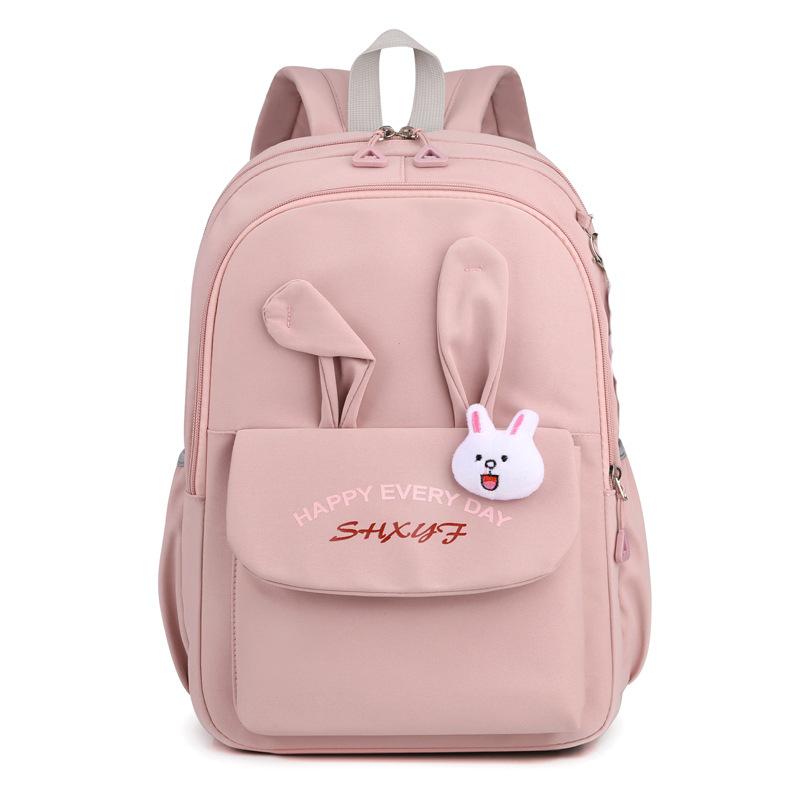 Large Capacity Cute Rabbit Pendant Schoolbag Women Nylon Backpack Ins Junior Student School Bag Female Girl Backpack Laptop Book