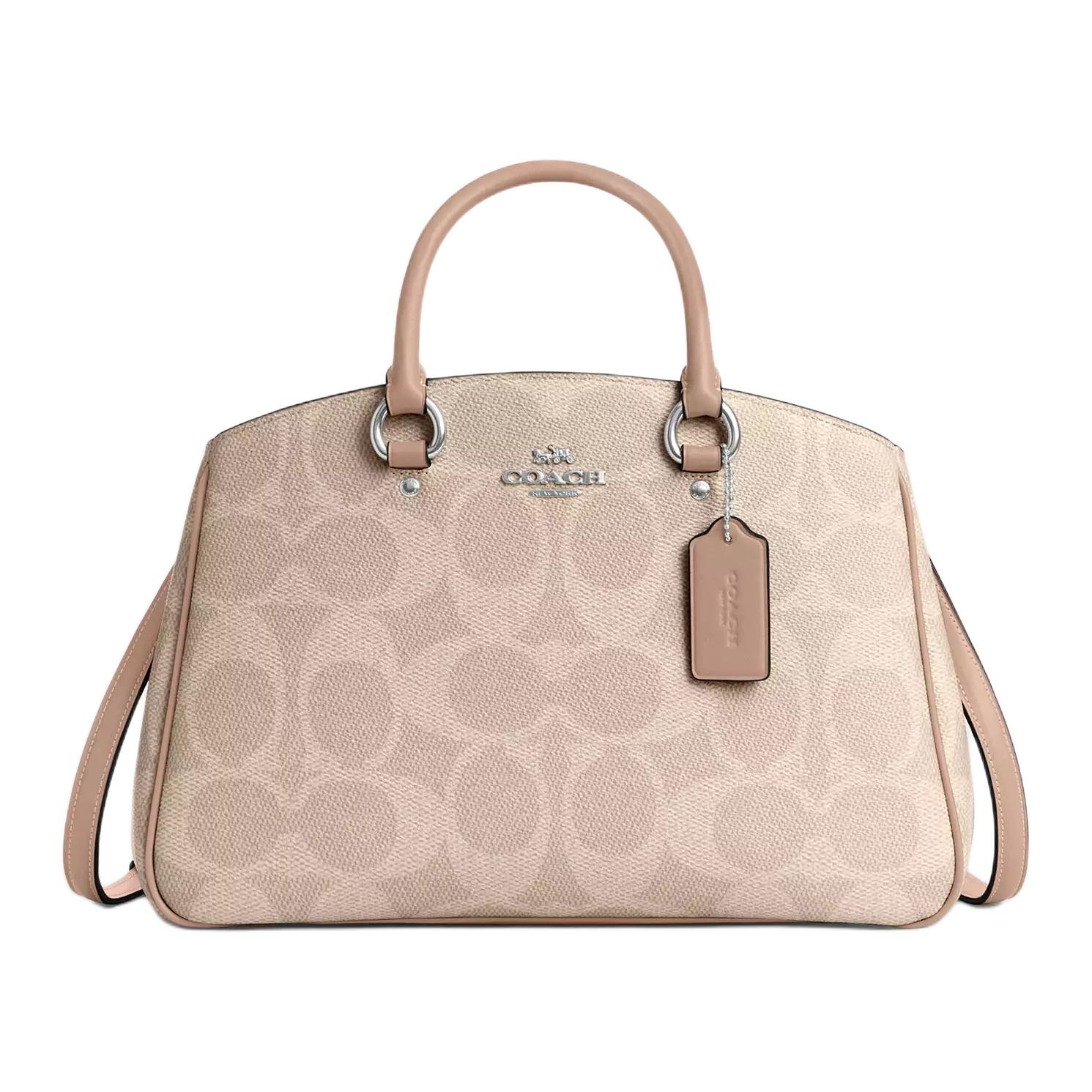 

Coach 36 Savannah Signature Print Coated Canvas Tote Bag Women Tote Bags Beige CAL55-SVPWH Basic Set (Bag+Dust Bag)