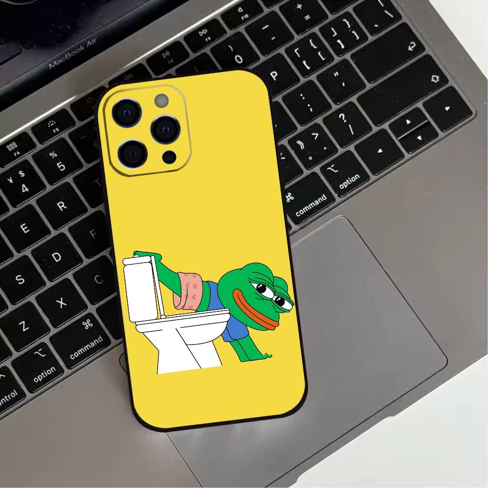 Funny P-Pepe Frog Sad  Phone Case For iPhone 17,16,15,14,13,12,11 Plus,Pro Max,XS,Soft Silicone Black Cover