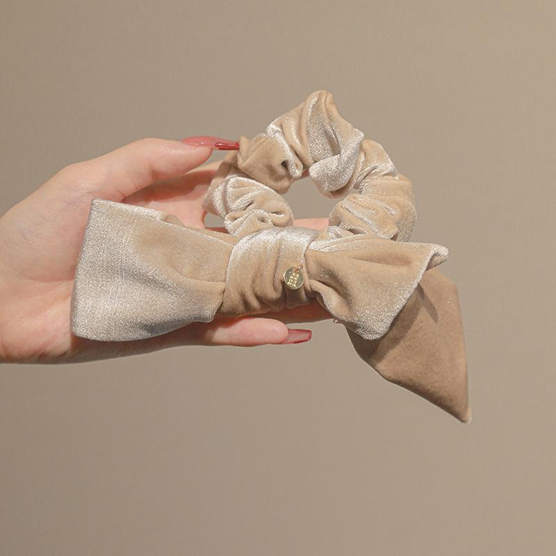 Элегантная бархатная резинка-бант для волос для женщин - Резинка для волос в форме толстой кишки, аксессуары для волос на осень и зиму абрикосовый