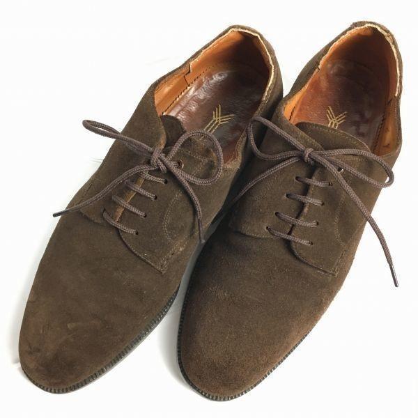 1970s-80s Vintage YANKO Suede Leather Plain Toe Shoes Brown Size 6EE 24.5 Men's(USED)