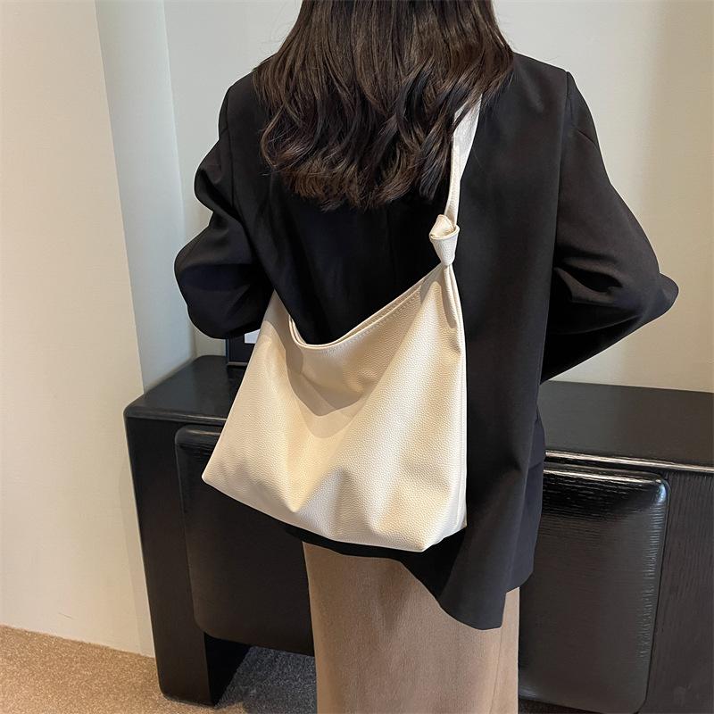 Internet Celebrities Ins Large-capacity Bag Women's 2025 Autumn and Winter New Soft Leather Solid Color Tote Bag Women's High-end Shoulder Bag