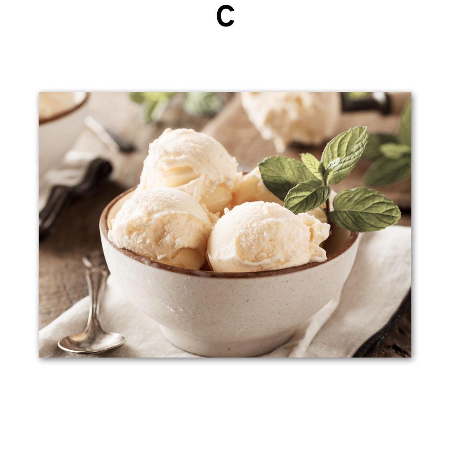 Grüne Eiswaffel Kuchen Zitat Poster und Drucke Wandkunst Leinwandmalerei Bilder für Getränkeladen Hotel Restaurant Raumdekoration