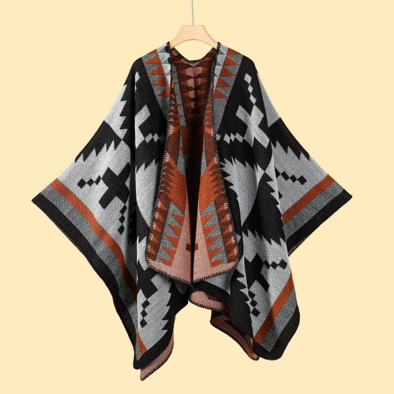 Simple and High-end Shawl Grassland Yunnan Shawl Cape with Cape Imitation Cashmere Scarf