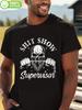 Shit Show Supervisor Skull Graphic T-shirt - Edgy Humor Design with Crossed Guns & Bandana