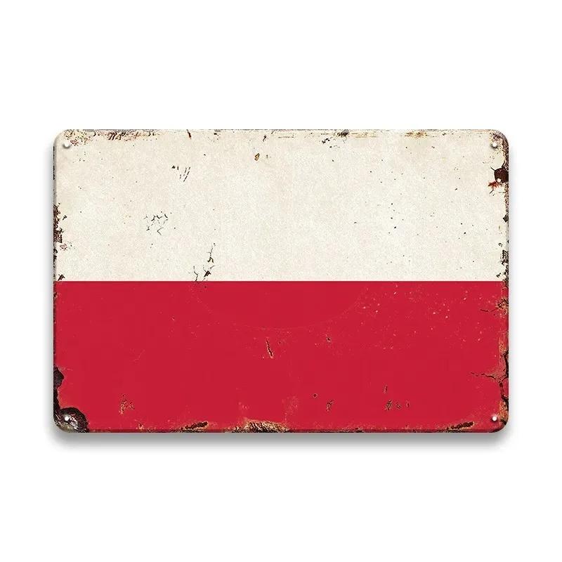 Rustic Antique International Countries Flag Metal Sign Retro Wall Art For Bar Garage Pub Man Cave Indoor Wall Decoration