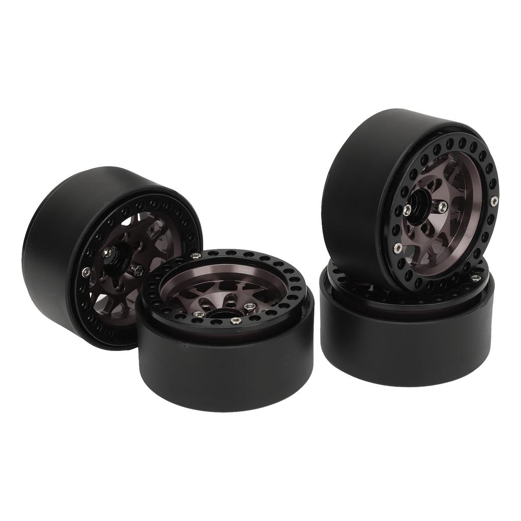 4pcs Rc Crawler Rims Universal Aluminum Alloy 1.9in RC Beadlock Wheel Rims for SCX10 SCX10 II Titanium