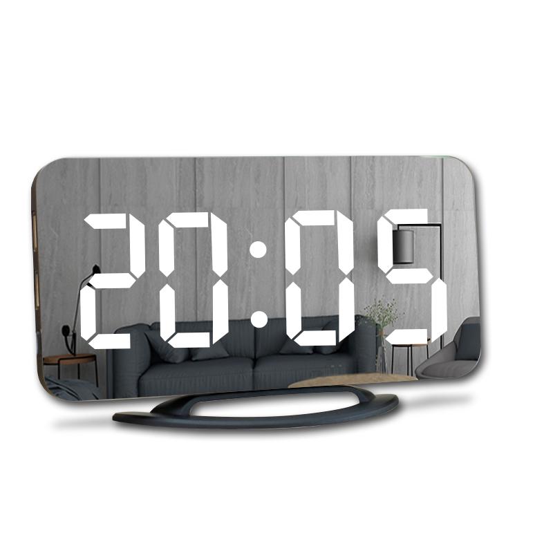 Digital Alarm Clocks LED Electronic Clock Desk/ Wall Clocks for Bedroom Living Room Office Large Display Mirror Surface Niditon