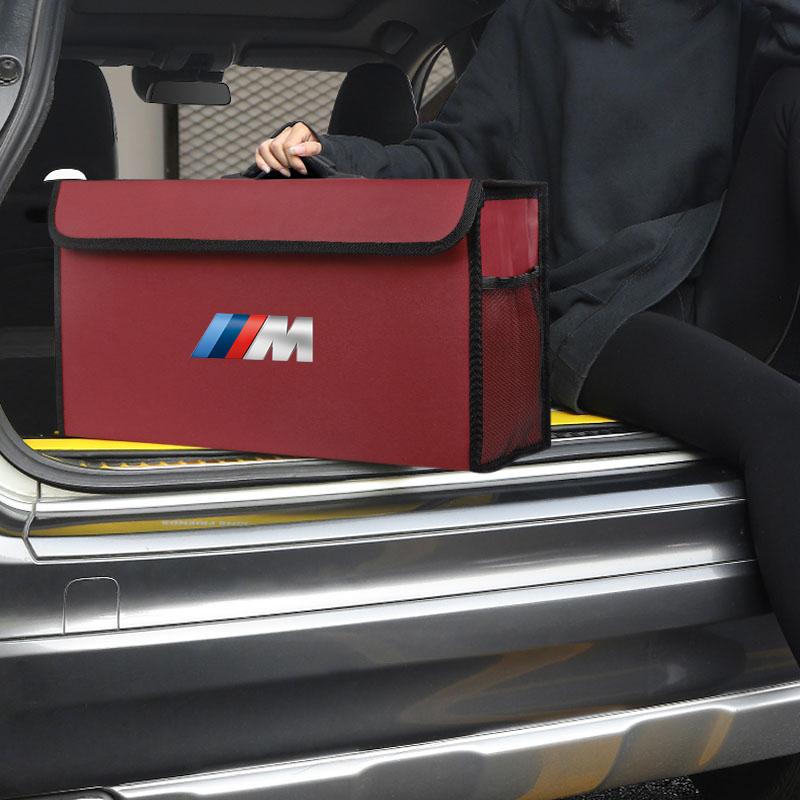 SNLL4 Car Leather Trunk Organizer Foldable Storage Box, For BMW M M2 M3 M5 E46 E90 E60 E36 F90 M3 M5 E87 X3 X5 X6 G30 G32 Accessories