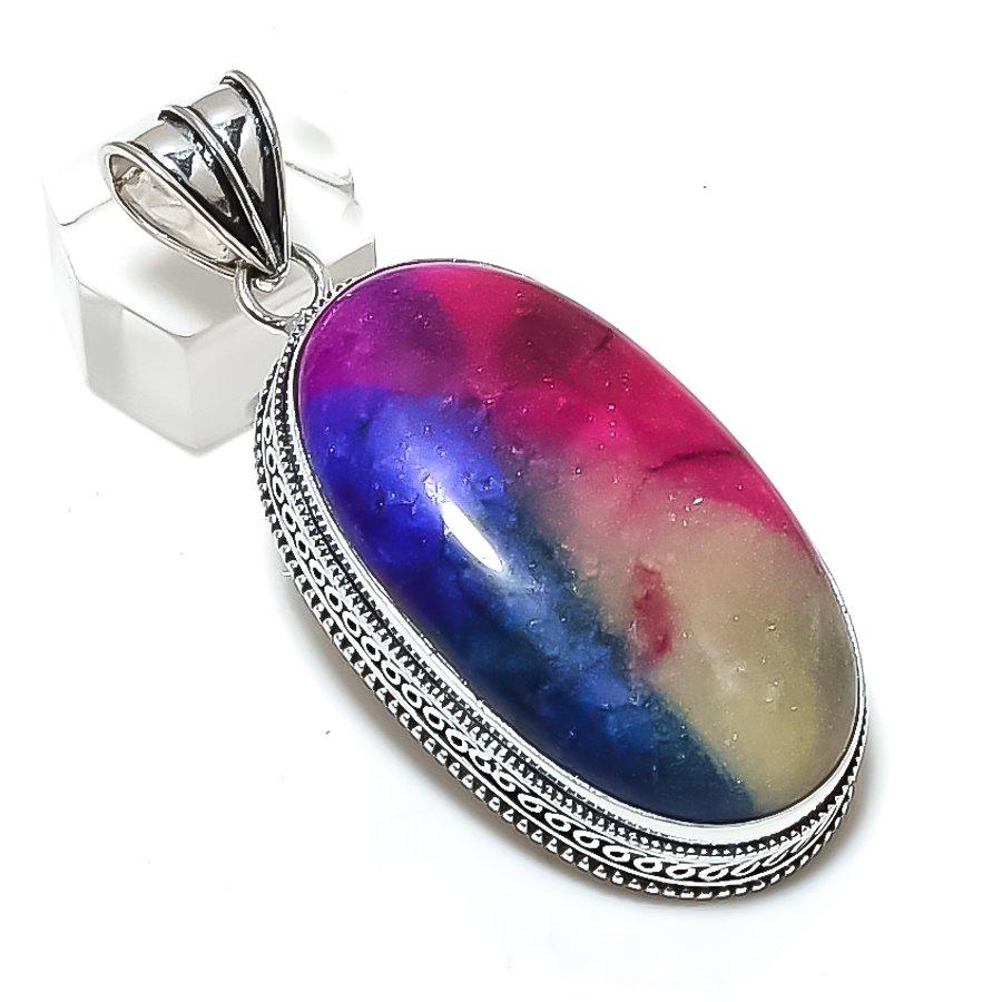 

Rainbow Solar Quartz Gemstone Handmade 925 Sterling Silver Pendant 2.56 B5s55