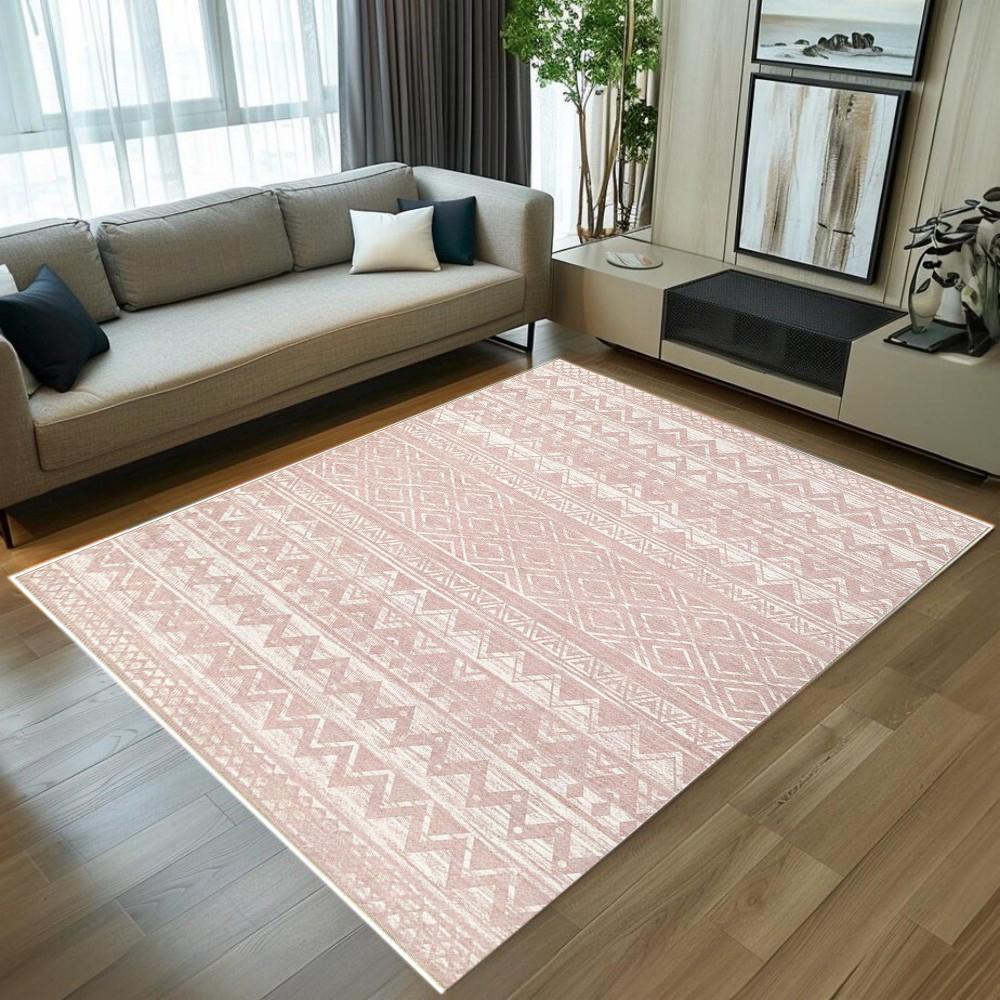Ethnic Geometric Pattern Area Rug Soft Durable Non Slip Washable Floor Mat for Living Room Bedroom Dorm Apartment Home Decor