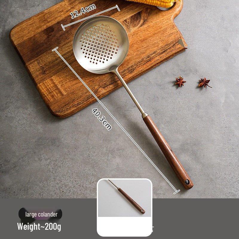 Stainless Steel Walnut Handle Slotted Spoon Set