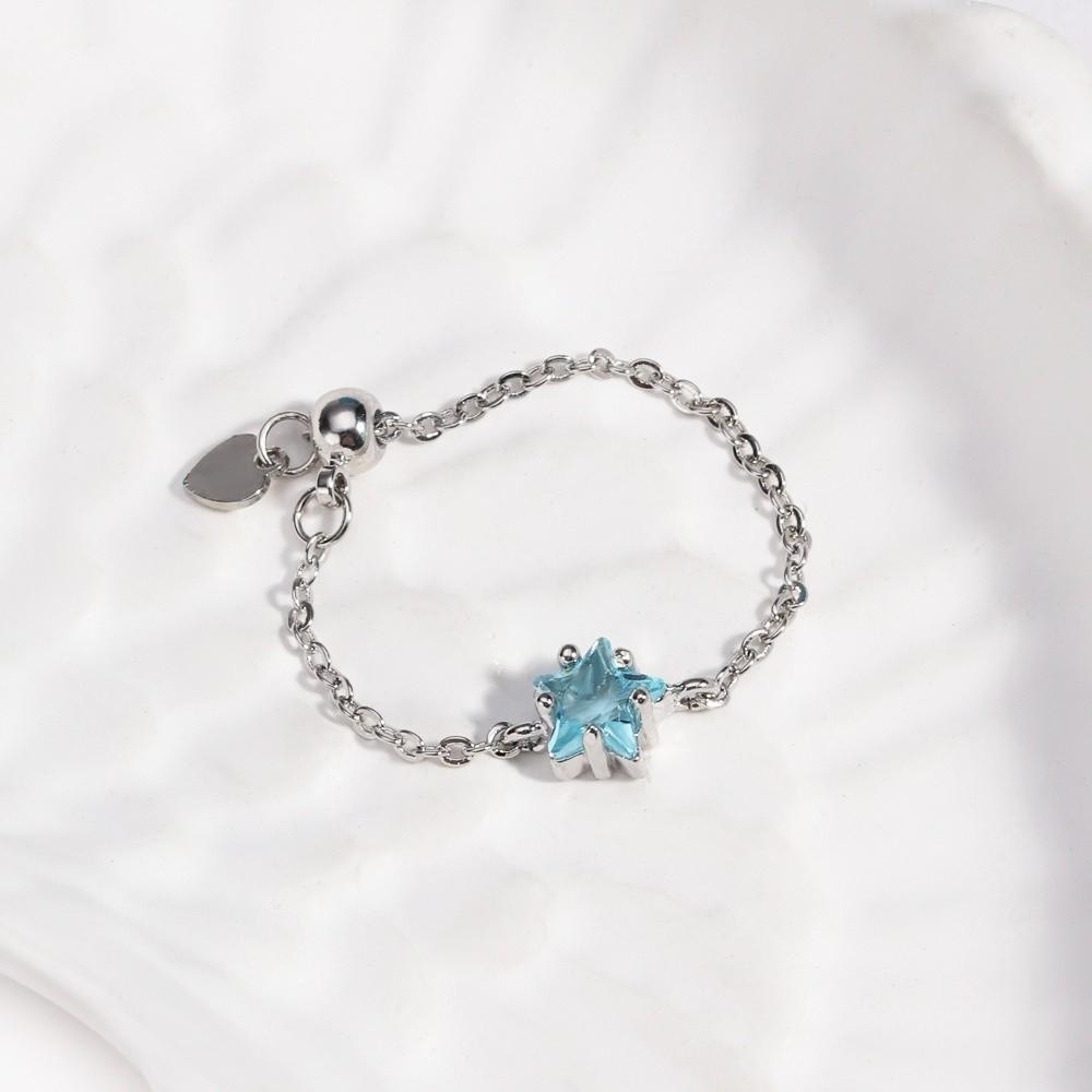 Exquisite Link Chain Ring Colored Pull-out Chain Ring Stackable Rings Adjustable Charm Ring  Gift