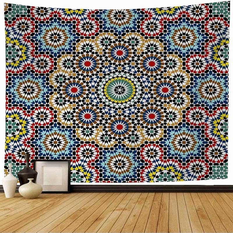 

Старотор Настенный гобелен Красочная Альгамбра Марокканская мозаика Абстрактный Разное Антикварная Деталь Гранада Арабский Старый Арабский Гобелен Настенный Подвесной Постельные принадлежности 60L x 60W