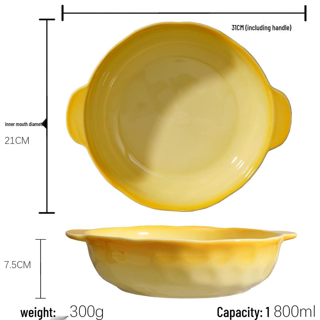 14-Zoll Keramikschüssel mit Doppelohren für Sauerkrautfisch & Suppe, Mao Xue Wang Stil