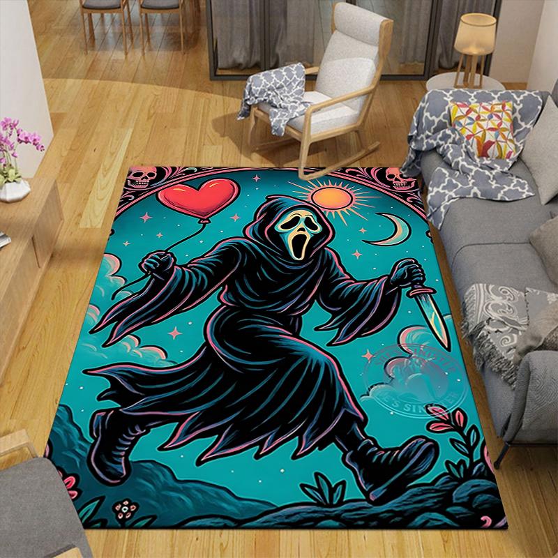 1Pc Scream Horror Artwork Rug, Office Carpet Indoor Outdoor Doormat, Non-Slip Soft, Living Room, Christmas Halloween Gift M929307