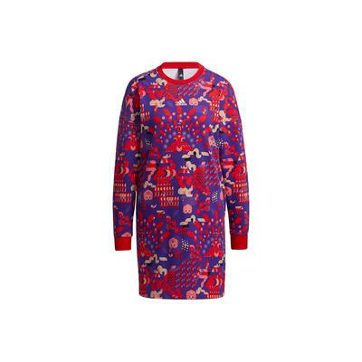 adidas Cny Sw Ds Aop Spring Festival Series Sports Casual Printed Pattern Crew Neck Mid-Length Sweatshirt Women Sweatshirt Crimson GT4477