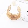Women Multilayer Metal Wires Strings Open Bangle Wide Cuff Bracelet Jewelry