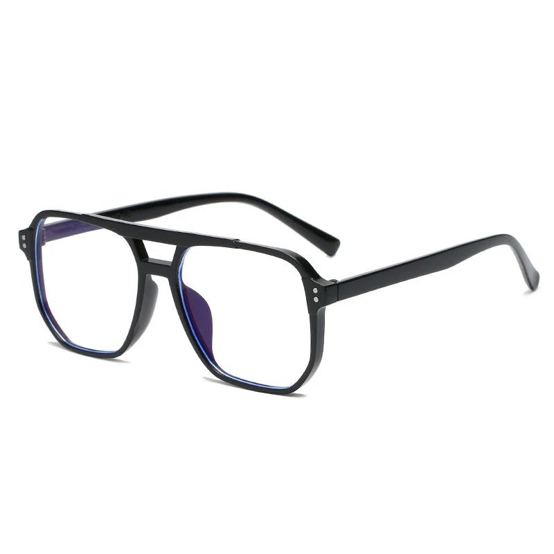 Retro Tide Glasses Optical Spectacle Transparent Computer Glasses Fashion Large Frame Double Beam Anti-blue Light Glasses