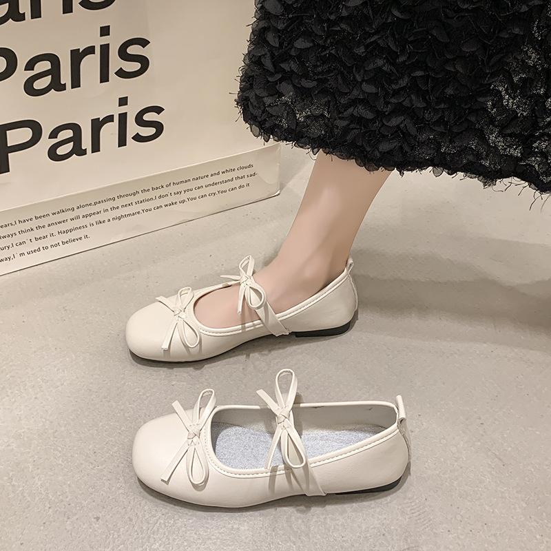 Summer and autumn new fairy style bow square head Mary Jane shoes with skirt temperament ballet shoes 2025 women's shoes