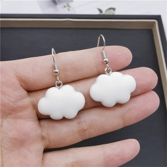 1 Pair Hook Earrings Cartoon Cloud Lovely Candy Color Dangle Earrings for Daily Wear