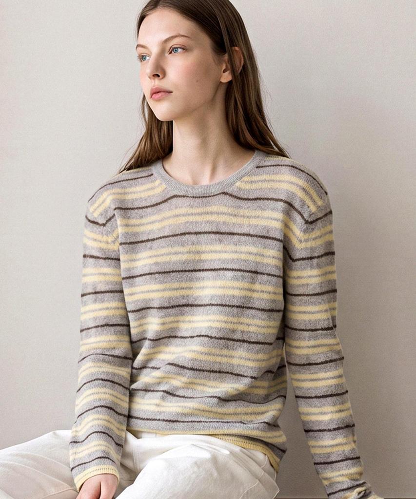 FOREVER21 Multi Stripe Round Neck Knit (Ftdcnt010)