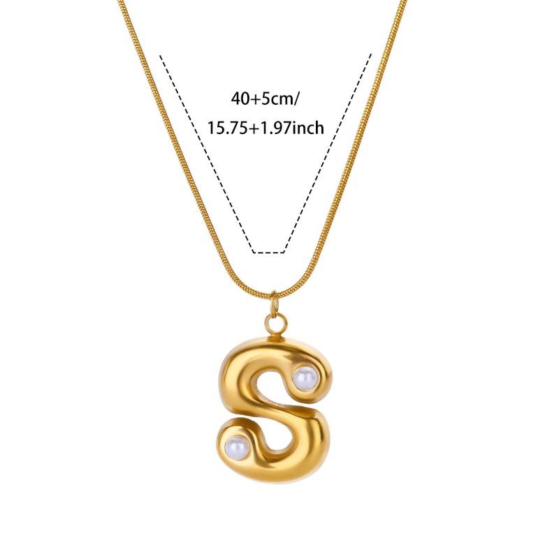 Vintage Stainless Steel Glossy Letter Necklace Female Zircon Cute Bubble English Letter Pendant Necklace New
