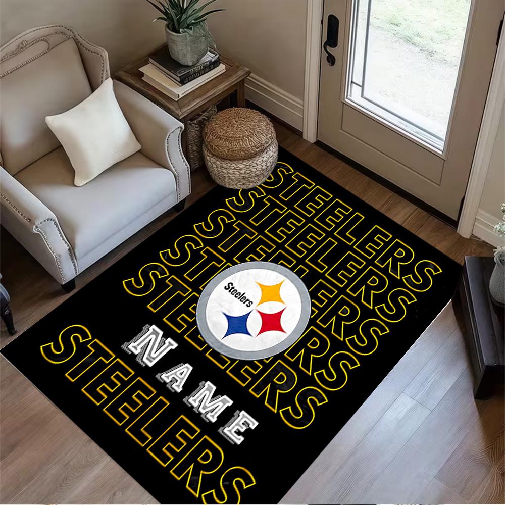 Steelers Team Spirit Personalized Text Carpet Design for Dormitory Balcony Entryway Game Room Anti-slip Rug Office Home Decor Birthday/Christmas Gift