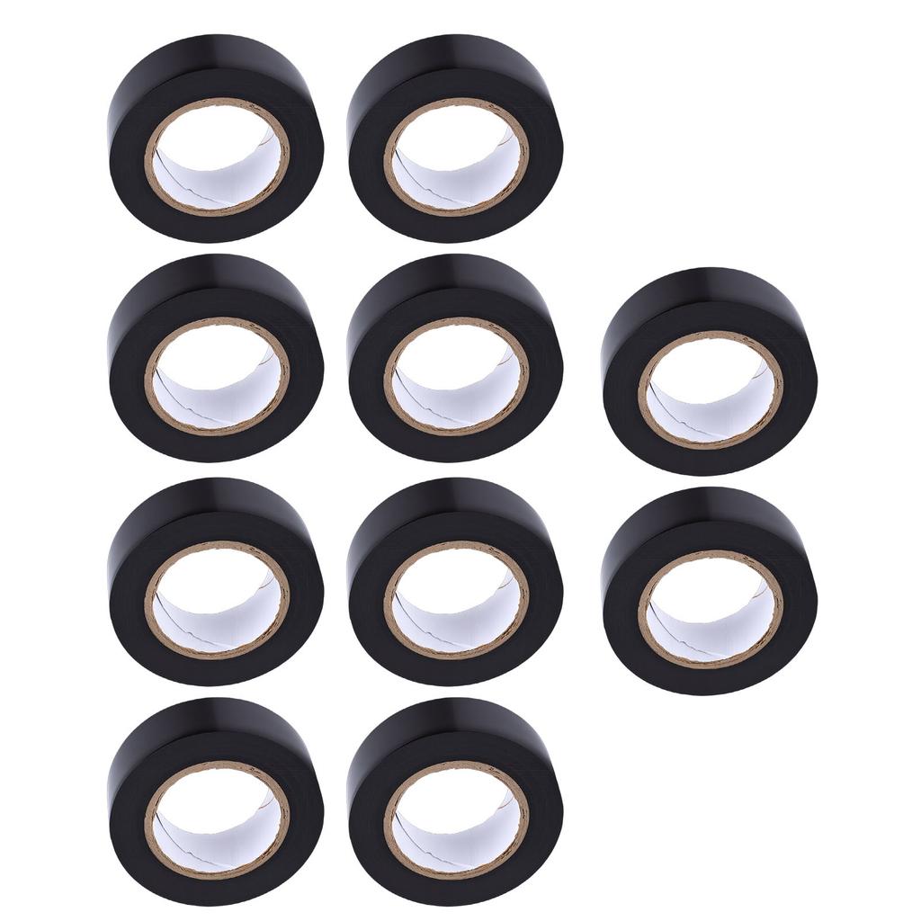 10 Rolls Black Electrical Tape 600V PVC Water Proof Tape 20mm X 10M Strong Adhesive Flame Retardant for Indoor Outdoor