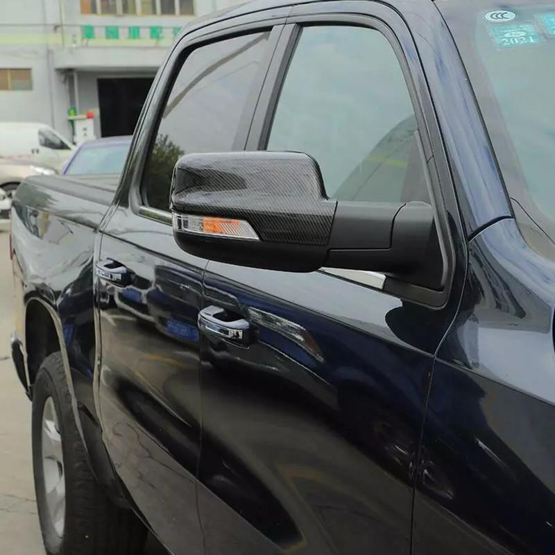 For Dodge Ram 1500  - ABS Car Rearview Side Mirror Cover Wing Cap Exterior Door Housing Trim Adhesive Sticker