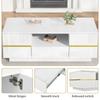 Modern Coffee Table with LED Lighting, Sofa Table, Semi-Open Shelf & 2 Doors, up to 30 kg Load Capacity, White + Golden Accents, 100×50×35.5cm