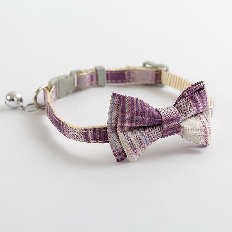 

Classic Cat Collars Breakaway with Cute Bow Bell Adjustable Plaid Kitten Cat Collar with Removable Bowtie Cat Collar for Cats Kittens