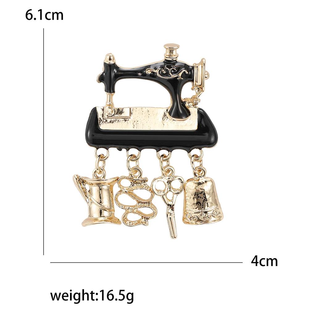 Emaille Nähmaschinen-Broschen für Damen Unisex Perle Nähwerkzeug Anstecknadeln Bankett Party Rucksack Geschenke Schmuckzubehör
