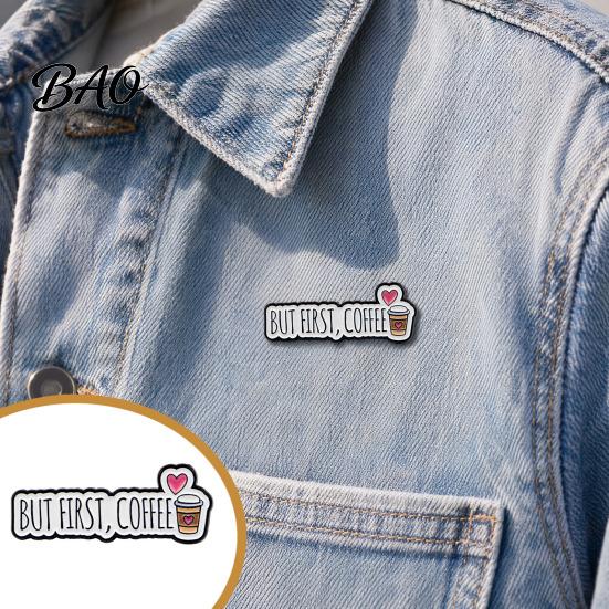 Coffee Brooch Pin Pin, Slogan Design Brooch, Thickened Zinc Alloy Badge, Solid Badge Enamel Paint Stable Buckle Pins for Clothes Hats Backpacks