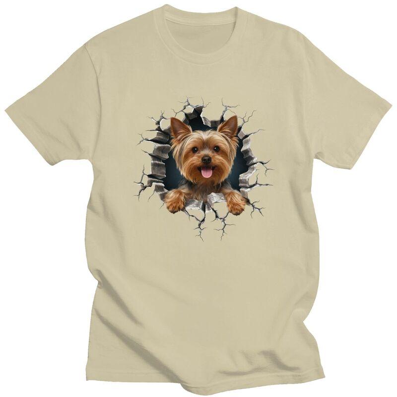 Cool Breaking Through Yorkshire Terrier T Shirt Men Pure Cotton Tshirt Leisure Yokie Dog Lover Tees Fashion Tshirt For Husband