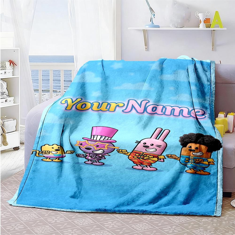 Wow! Wow! Wubbzy Customize Your Name Blanket Lightweight Customizable Blanket Durable Comfort Suitable for Bed Sofa Office Livingroom All-Season Use