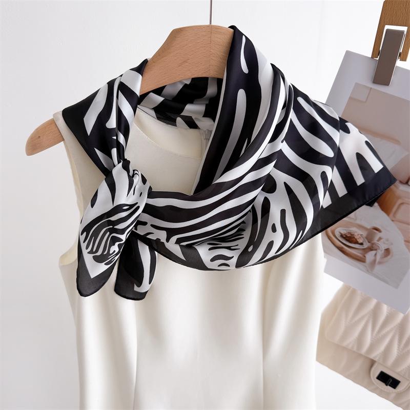 Elegant Spring Floral Silk-Blend Square Scarf - Headscarf & Neck Protection Neckerchief for Women