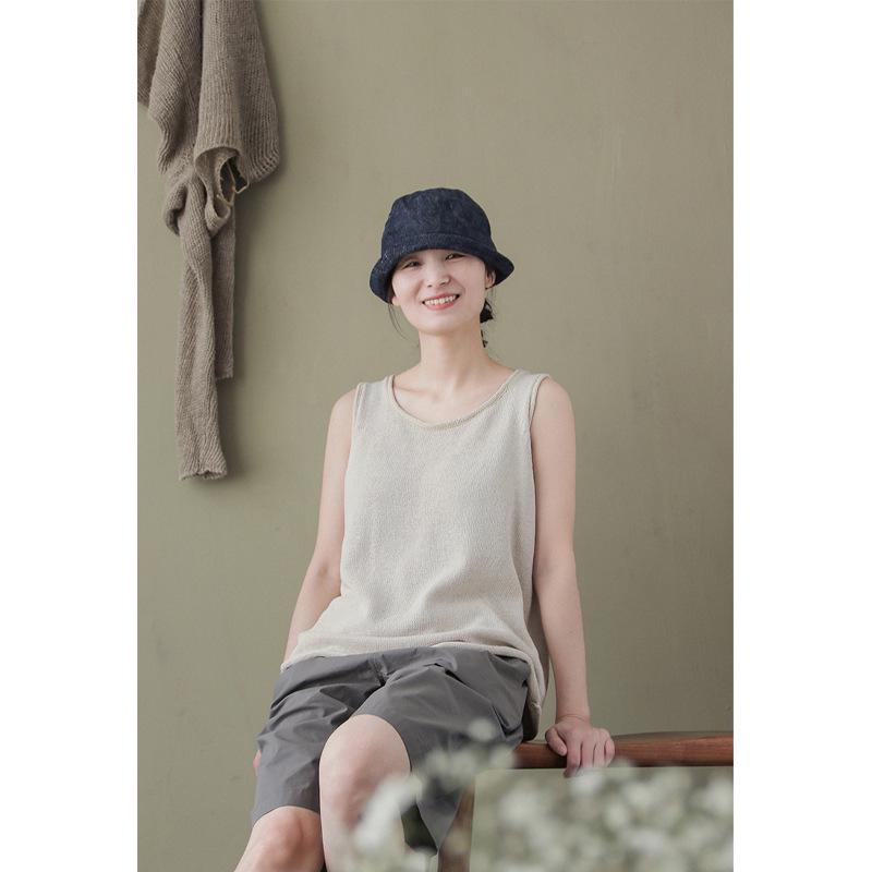 Summer Linen Cotton Sleeveless Vest - Versatile, Refreshing, and Loose-Fitting (6236) M