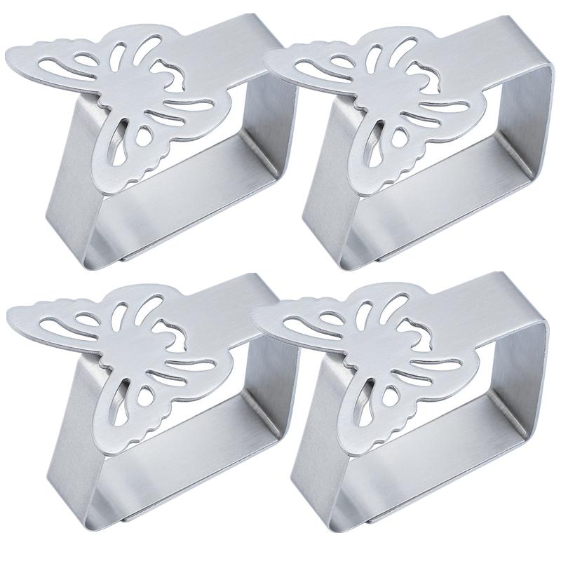 4PCS Stainless Steel Tablecloth Clips Decorative Leaf Tablecloth Clamp Holder Table Cover Clamps for Picnic BBQ Wedding Decor