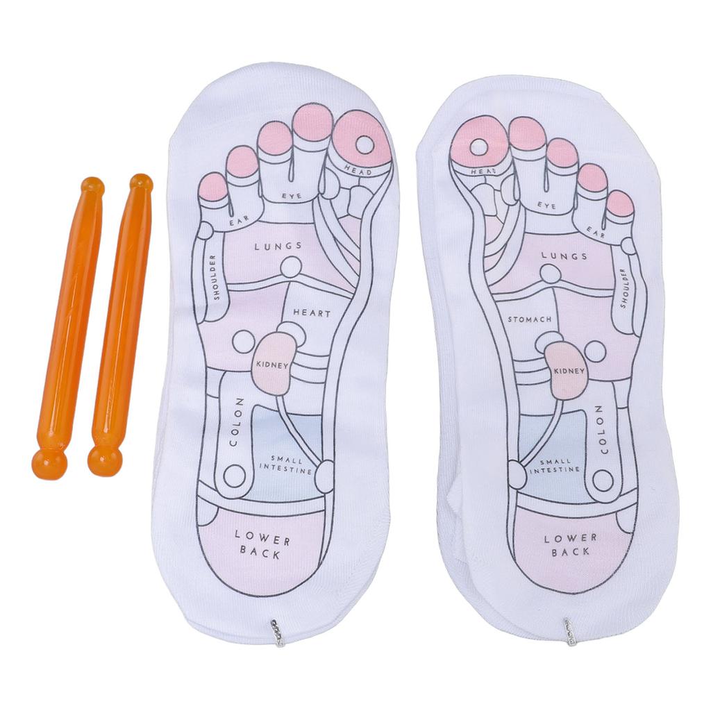 2 Pairs Socks with 2pcs Sticks Unisex Cotton Soft Anti Slip Socks Trigger Point Sticks Set