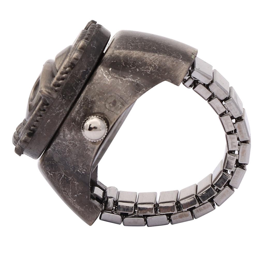 Finger Ring Watch Flip Up Cover Finger Quartz Ring Watch for Unisex Students(Black )