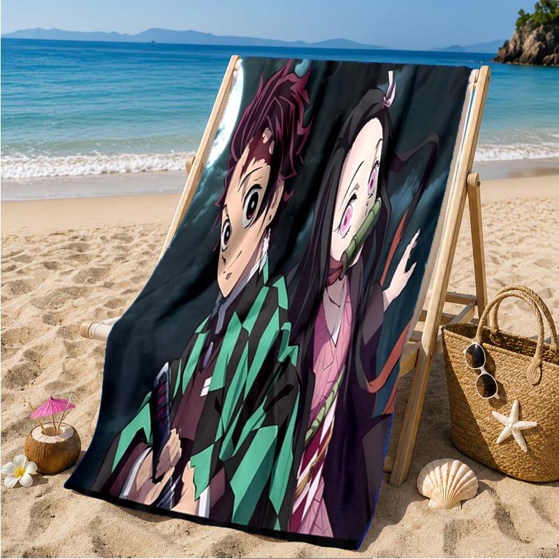 Powerful Demon Anime Beach Towel Microfiber Beach Towel, Lightweight and Quick-Dry, for Summer Travel, Swimming Pool Fan Birthday Gift