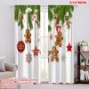 2pcs,2D Plane Printing Window Curtain Christmas Decorations Hanging Winter Holiday (4) Versatile Polyester Fabric (without Rod)