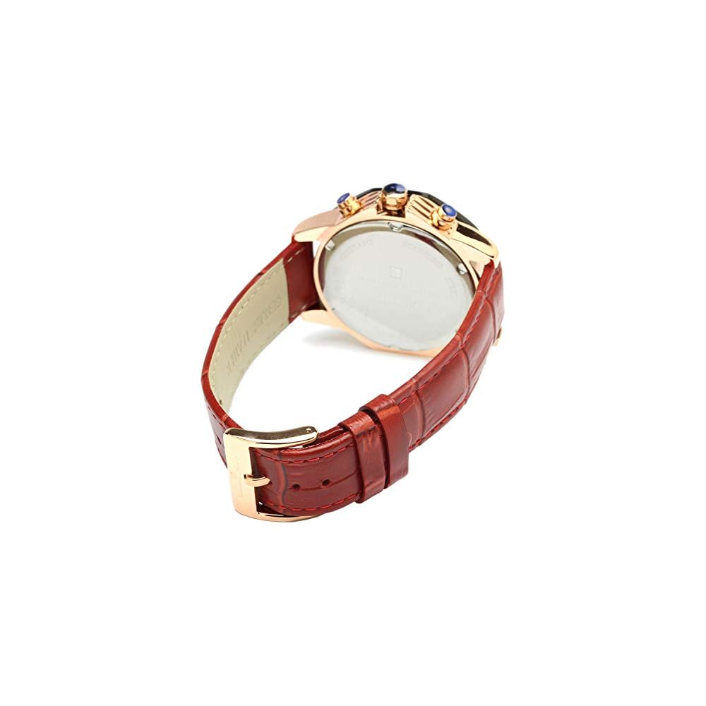 Salvatore Marra Men's Chronograph Watch Red 10 ATM Water Resistant Leather Strap